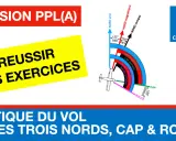 Illustration pédagogique sur la navigation aérienne, expliquant les différents caps et routes. Le mot-clé "cap navigation" est intégré dans le contexte de l'apprentissage.
