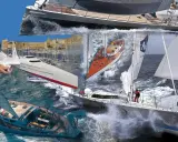 Gilles Vaton, architecte naval, présente ses créations : voiliers de luxe, bateaux futuristes et navires de course en pleine mer.