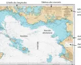 Carte marine gratuite de la côte de Quiberon au Croisic, avec échelles, rose des vents et informations de navigation.