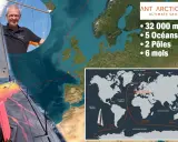 Norbert Sedlacek, skipper souriant, navigue autour du monde, traversant 5 océans et 2 pôles en 6 mois. Carte de sa route.