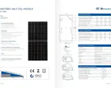 Panneau solaire mono PERC half cell, avec tableau de données techniques et caractéristiques mécaniques.
