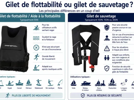 Comparaison entre gilet de flottabilité et gilet de sauvetage. Lequel choisir pour votre sécurité nautique ?
