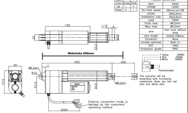 Schéma technique d'une barre franche pour bateau, avec dimensions et spécifications.