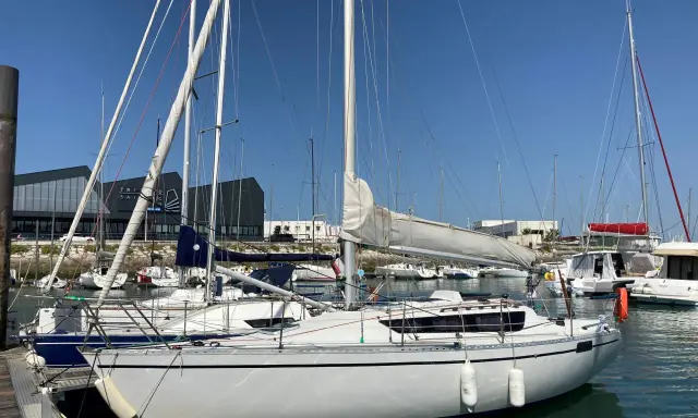 Voiliers blancs amarrés dans un port sous un ciel bleu. L'ambiance est paisible, feeling 920 avis.